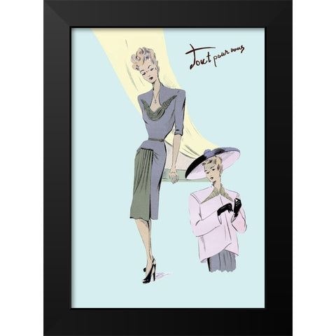 Sophisticated Dress, Hat, and Jacket, 1947 Black Modern Wood Framed Art Print by Unknown