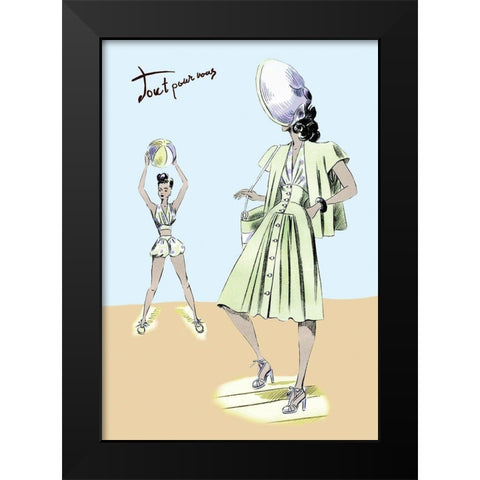 Sundress and Bathing Suit, 1947 Black Modern Wood Framed Art Print by Unknown