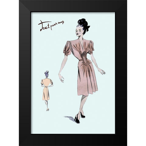 Party Dress with Pleats, 1947 Black Modern Wood Framed Art Print by Unknown