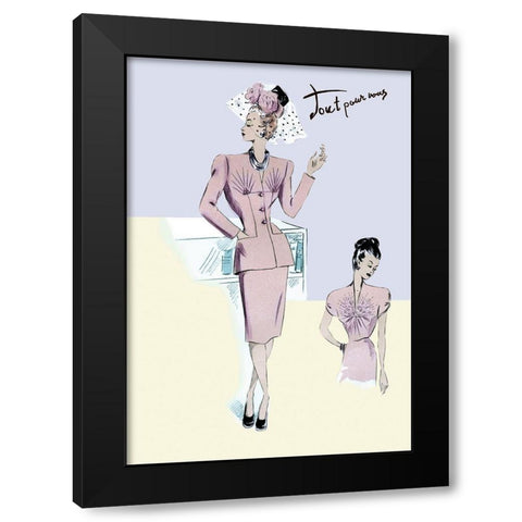 Dressy Evening Suit with Hat and Veil, 1947 Black Modern Wood Framed Art Print with Double Matting by Unknown