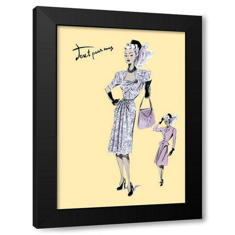 Fashionable Dress with Bag and Hat, 1947 Black Modern Wood Framed Art Print with Double Matting by Unknown