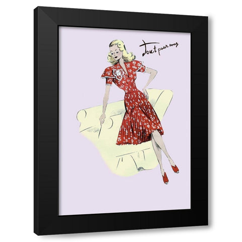 Polka-Dot Spring Dress, 1947 Black Modern Wood Framed Art Print with Double Matting by Unknown