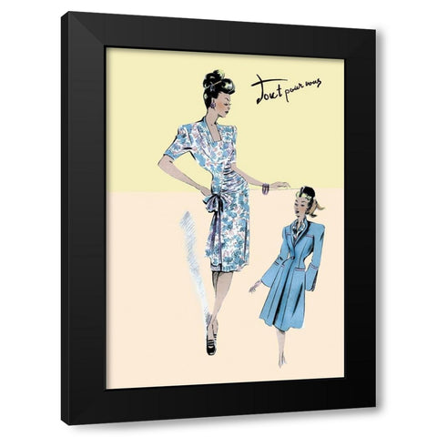 Flower Dress with Jacket, 1947 Black Modern Wood Framed Art Print by Unknown