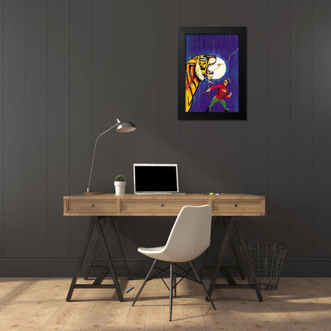 Tigerlight Black Modern Wood Framed Art Print by Unknown