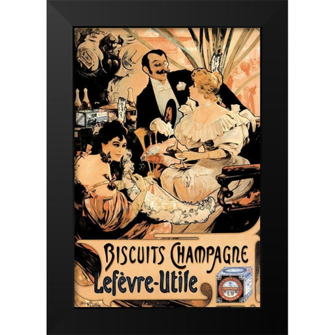 Biscuits Champagne Black Modern Wood Framed Art Print by Unknown