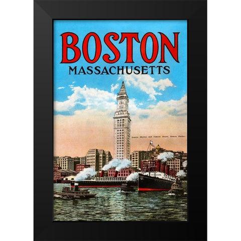 Boston Massachusetts Black Modern Wood Framed Art Print by Unknown