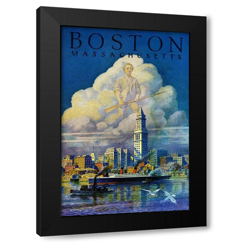Boston Black Modern Wood Framed Art Print with Double Matting by Unknown