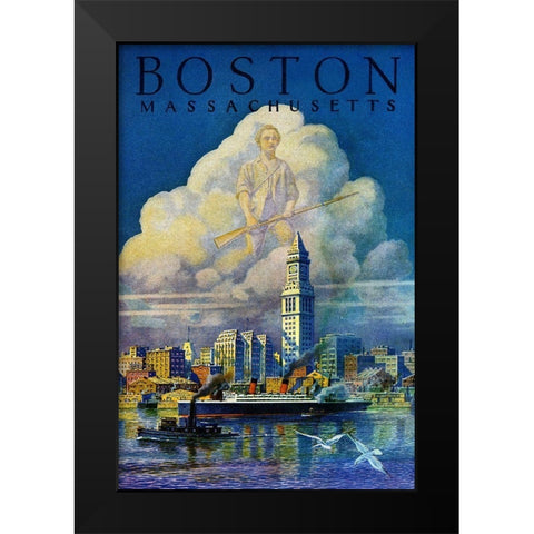 Boston Black Modern Wood Framed Art Print by Unknown