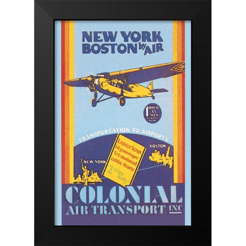 Colonial Air Transport - New York to Boston by Air Black Modern Wood Framed Art Print by Unknown