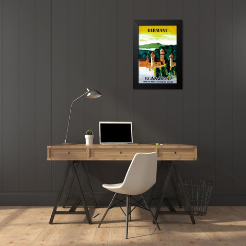 German Castle Black Modern Wood Framed Art Print by Unknown