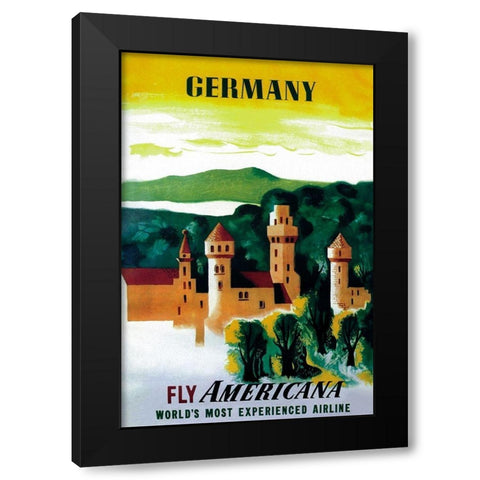 German Castle Black Modern Wood Framed Art Print by Unknown