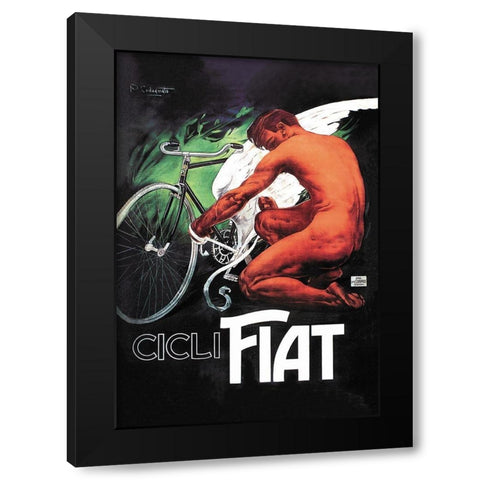 Cicli Fiat (Fiat Cycles) Black Modern Wood Framed Art Print with Double Matting by Unknown