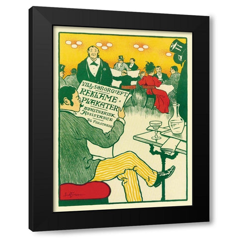 Man Relaxing and Reading the Paper Black Modern Wood Framed Art Print with Double Matting by Unknown