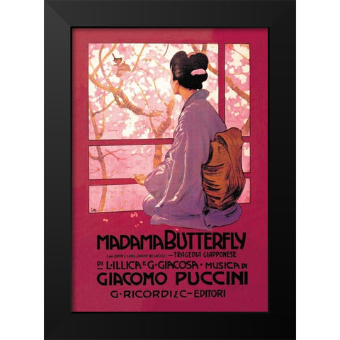 Madama Butterfly Black Modern Wood Framed Art Print by Unknown