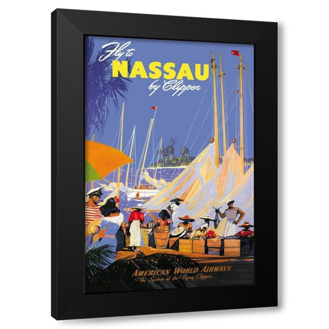 Fly to Nassau by Clipper Black Modern Wood Framed Art Print with Double Matting by Arenburg, Von