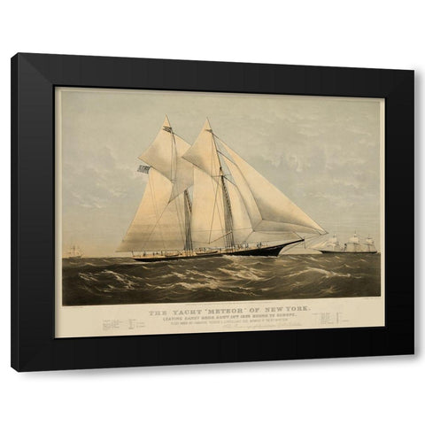 The Yacht Meteor of New York, 1869 Black Modern Wood Framed Art Print with Double Matting by Unknown