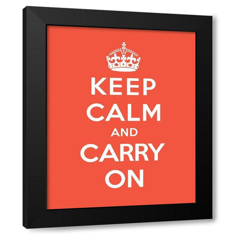 Keep Calm and Carry On - Tangerine Black Modern Wood Framed Art Print with Double Matting by The British Ministry of Information