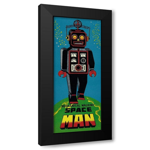 Mechanical Walking Spaceman Black Modern Wood Framed Art Print by Retrobot