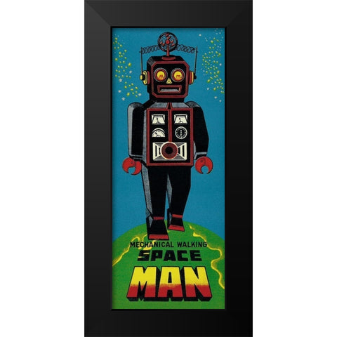 Mechanical Walking Spaceman Black Modern Wood Framed Art Print by Retrobot
