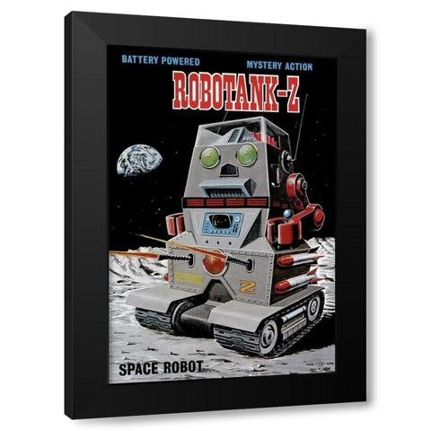 Robotank-Z Space Robot Black Modern Wood Framed Art Print by Retrobot