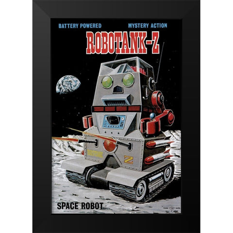 Robotank-Z Space Robot Black Modern Wood Framed Art Print by Retrobot