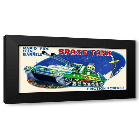 Rapid Fire Dual Barrell Space Tank Black Modern Wood Framed Art Print with Double Matting by Retrobot