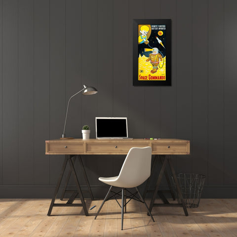 Space Commando Black Modern Wood Framed Art Print by Retrobot