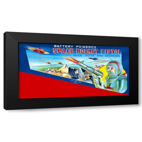 Space Rocket Pistol Black Modern Wood Framed Art Print with Double Matting by Retrobot