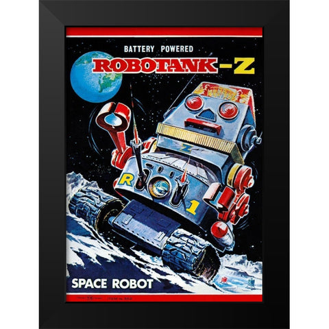 Robotank-Z Space Robot Black Modern Wood Framed Art Print by Retrobot