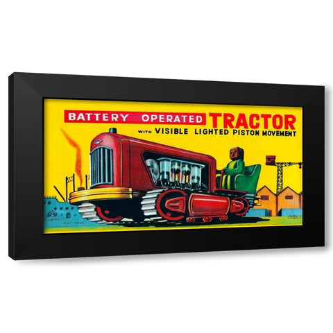 Battery Operated Tractor Black Modern Wood Framed Art Print by Retrobot