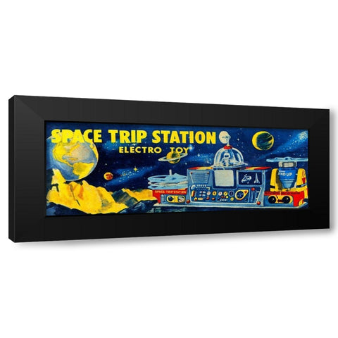 Space Trip Station Electro Toy Black Modern Wood Framed Art Print with Double Matting by Retrobot