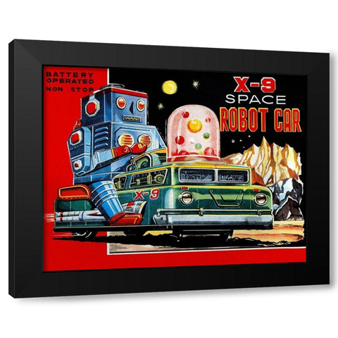 X-9 Space Robot Car Black Modern Wood Framed Art Print with Double Matting by Retrobot