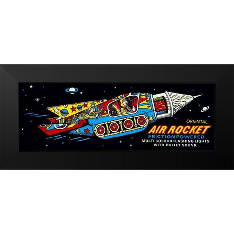 Oriental Air Rocket Black Modern Wood Framed Art Print by Retrobot