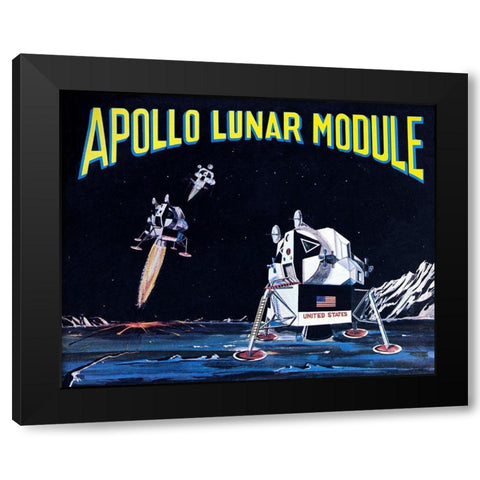 Apollo Lunar Module Black Modern Wood Framed Art Print by Retrobot