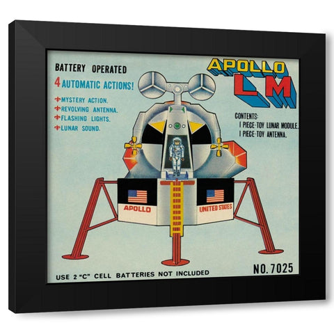 Apollo L-M (Lunar Module) Black Modern Wood Framed Art Print with Double Matting by Retrobot