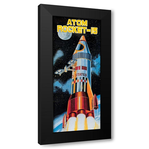 Atom Rocket-15 Black Modern Wood Framed Art Print by Retrobot