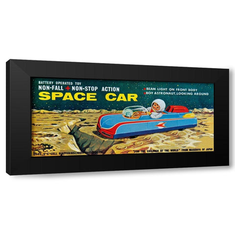 Space Car Black Modern Wood Framed Art Print by Retrobot