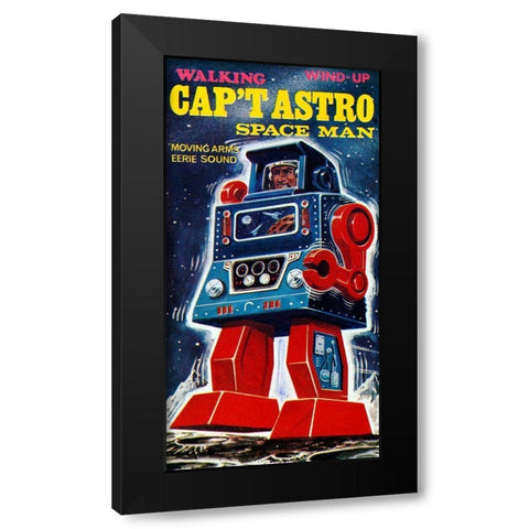Capt Astro Space Man Black Modern Wood Framed Art Print with Double Matting by Retrobot