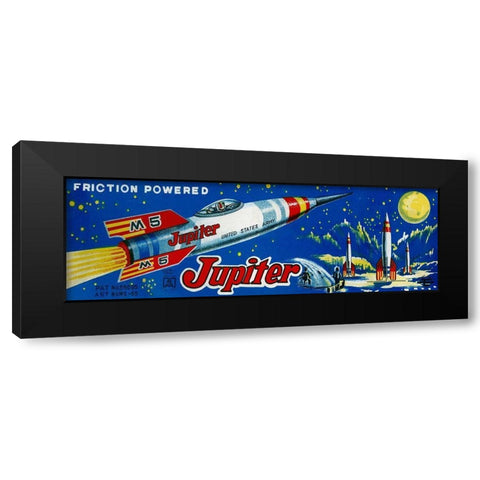 Friction Powered Jupiter M-5 Black Modern Wood Framed Art Print by Retrobot