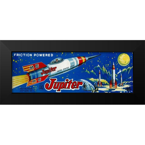 Friction Powered Jupiter M-5 Black Modern Wood Framed Art Print by Retrobot