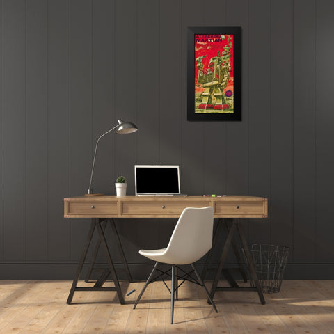 Attacking Martian Black Modern Wood Framed Art Print by Retrobot