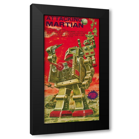 Attacking Martian Black Modern Wood Framed Art Print by Retrobot