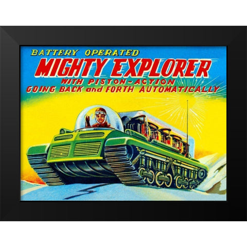 Mighty Explorer with Piston Action Black Modern Wood Framed Art Print by Retrobot