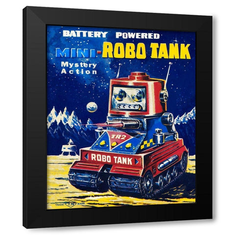 Mini-Robo Tank Black Modern Wood Framed Art Print by Retrobot