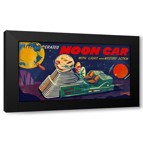 Moon Car Black Modern Wood Framed Art Print with Double Matting by Retrobot