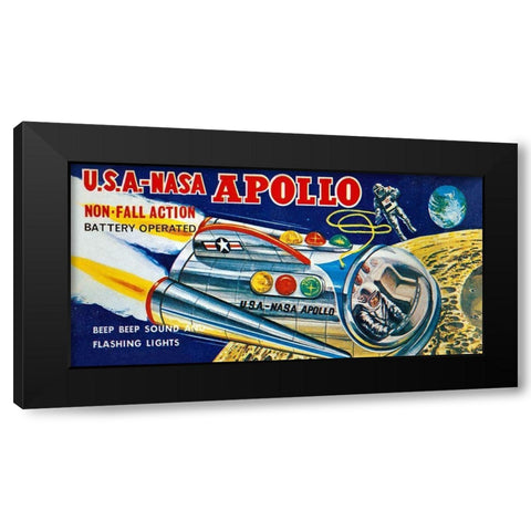 U.S.A. - NASA Apollo Black Modern Wood Framed Art Print by Retrobot