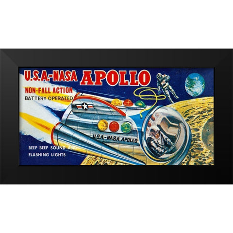 U.S.A. - NASA Apollo Black Modern Wood Framed Art Print by Retrobot