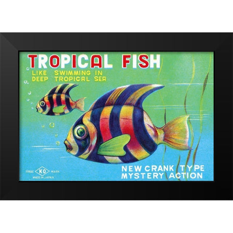 Tropical Fish Black Modern Wood Framed Art Print by Retrobot