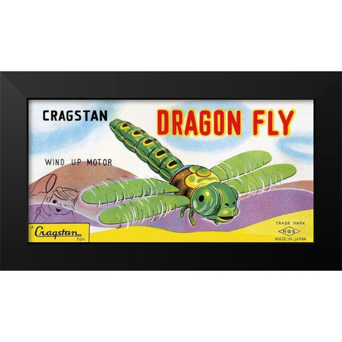 Cragstan Dragon Fly Black Modern Wood Framed Art Print by Retrobot