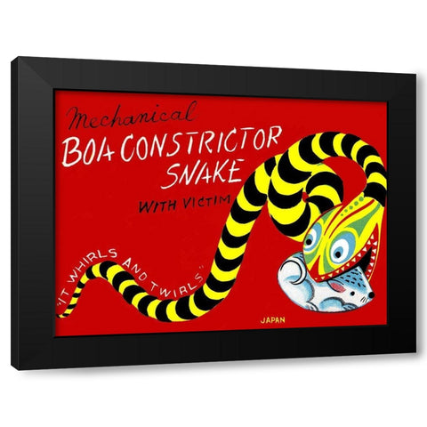 Boa Constrictor Snake with Victim Black Modern Wood Framed Art Print by Retrobot